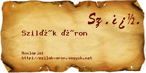 Szilák Áron névjegykártya